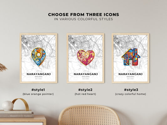 Narayanganj Bangladesh maps with colorful icons