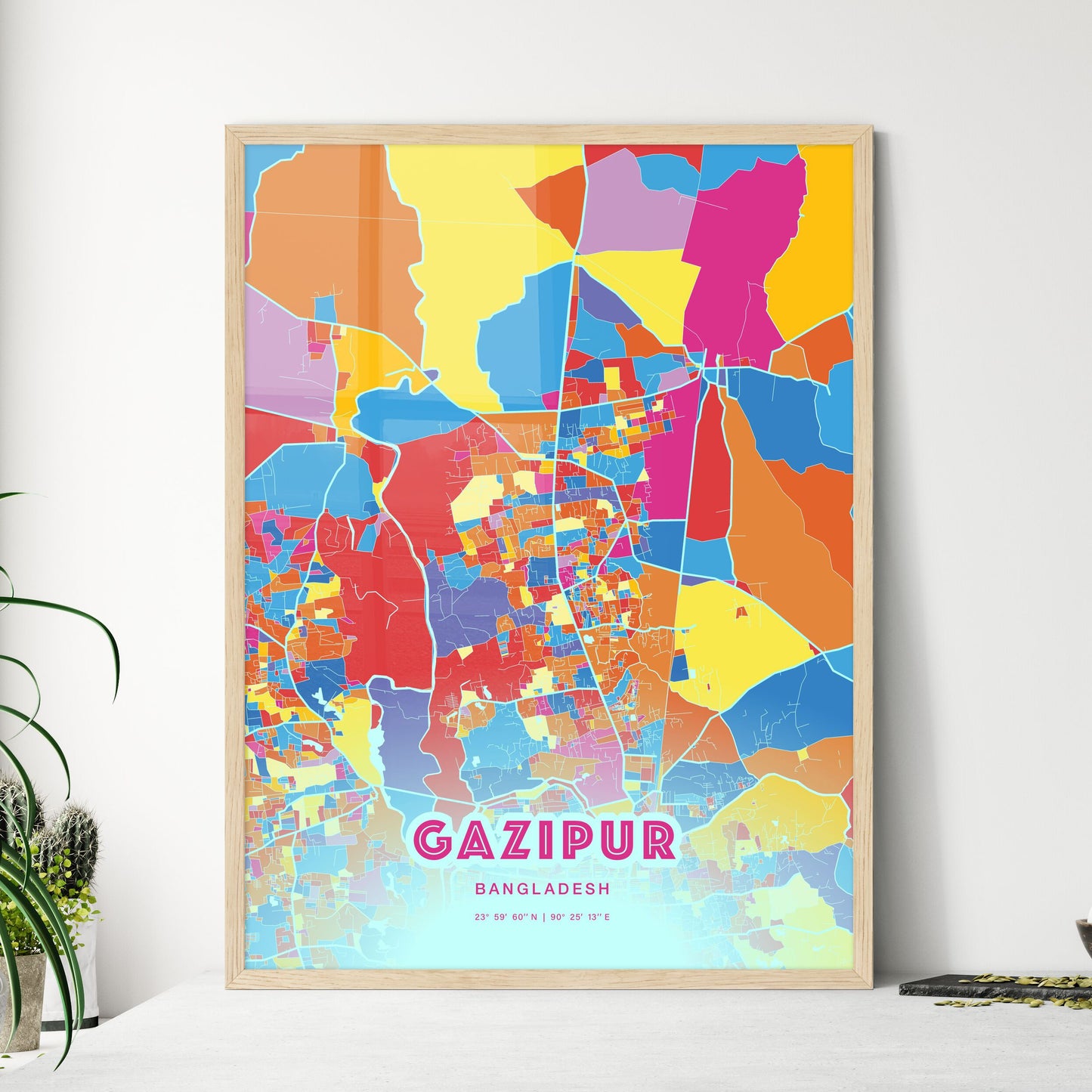 Colorful GAZIPUR BANGLADESH Fine Art Map Crazy Colors