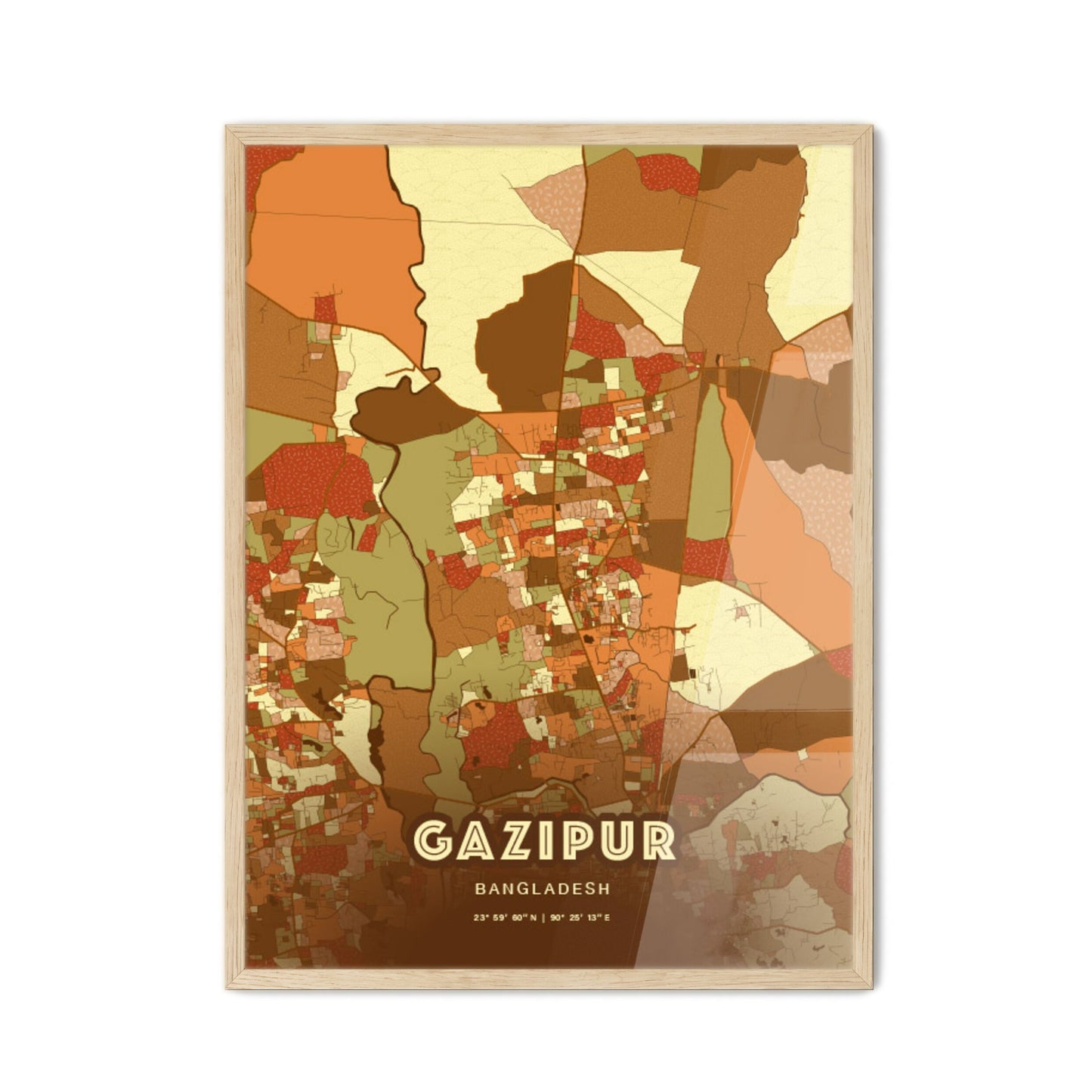 Colorful GAZIPUR BANGLADESH Fine Art Map Farmhouse