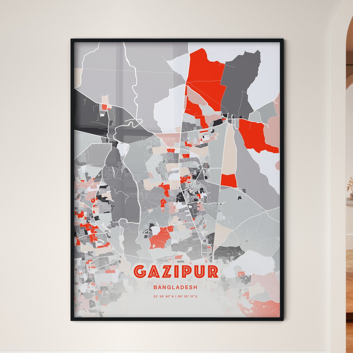 Colorful GAZIPUR BANGLADESH Fine Art Map Modern