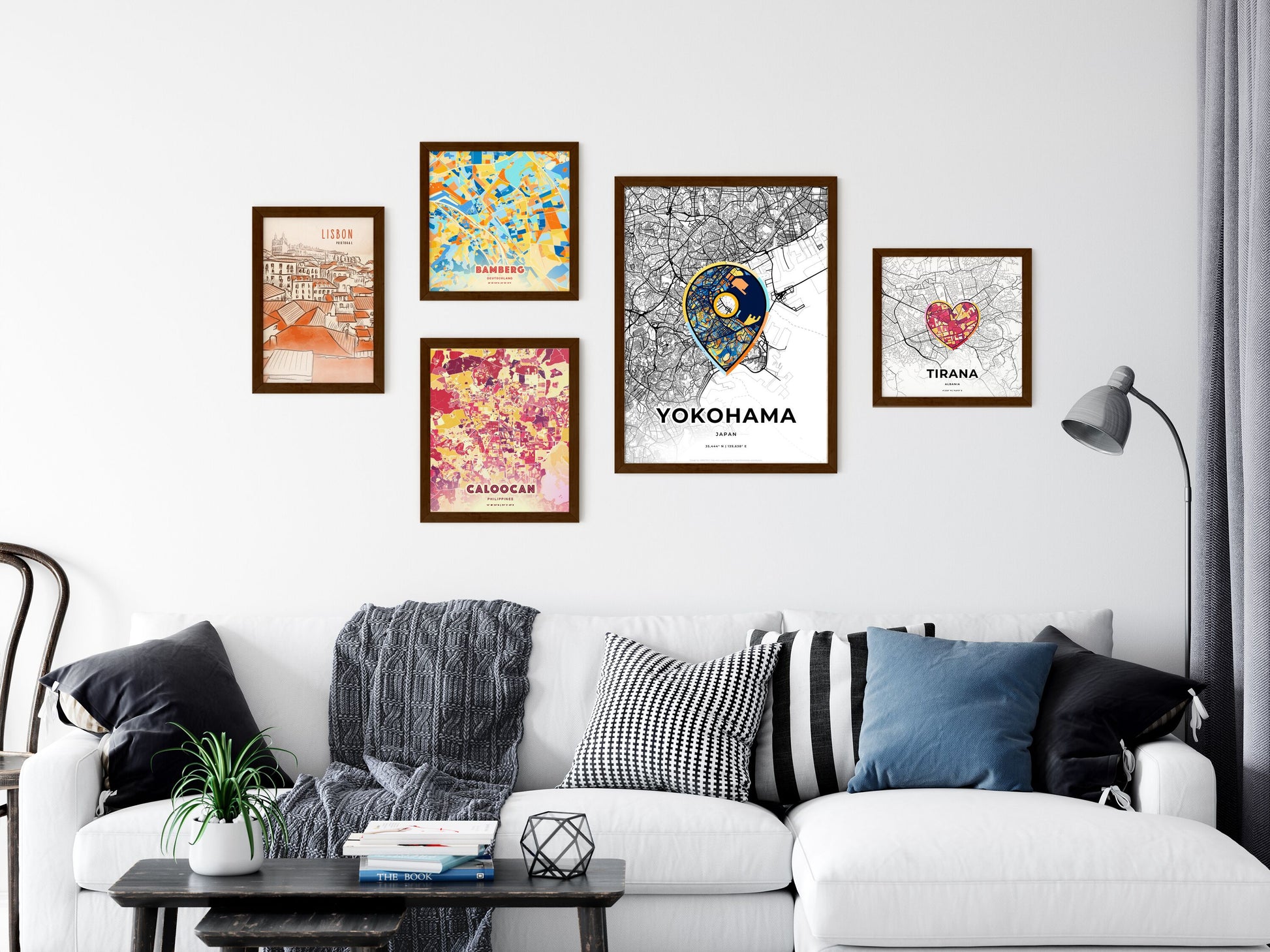 Yokohama Japan wall art with creative maps