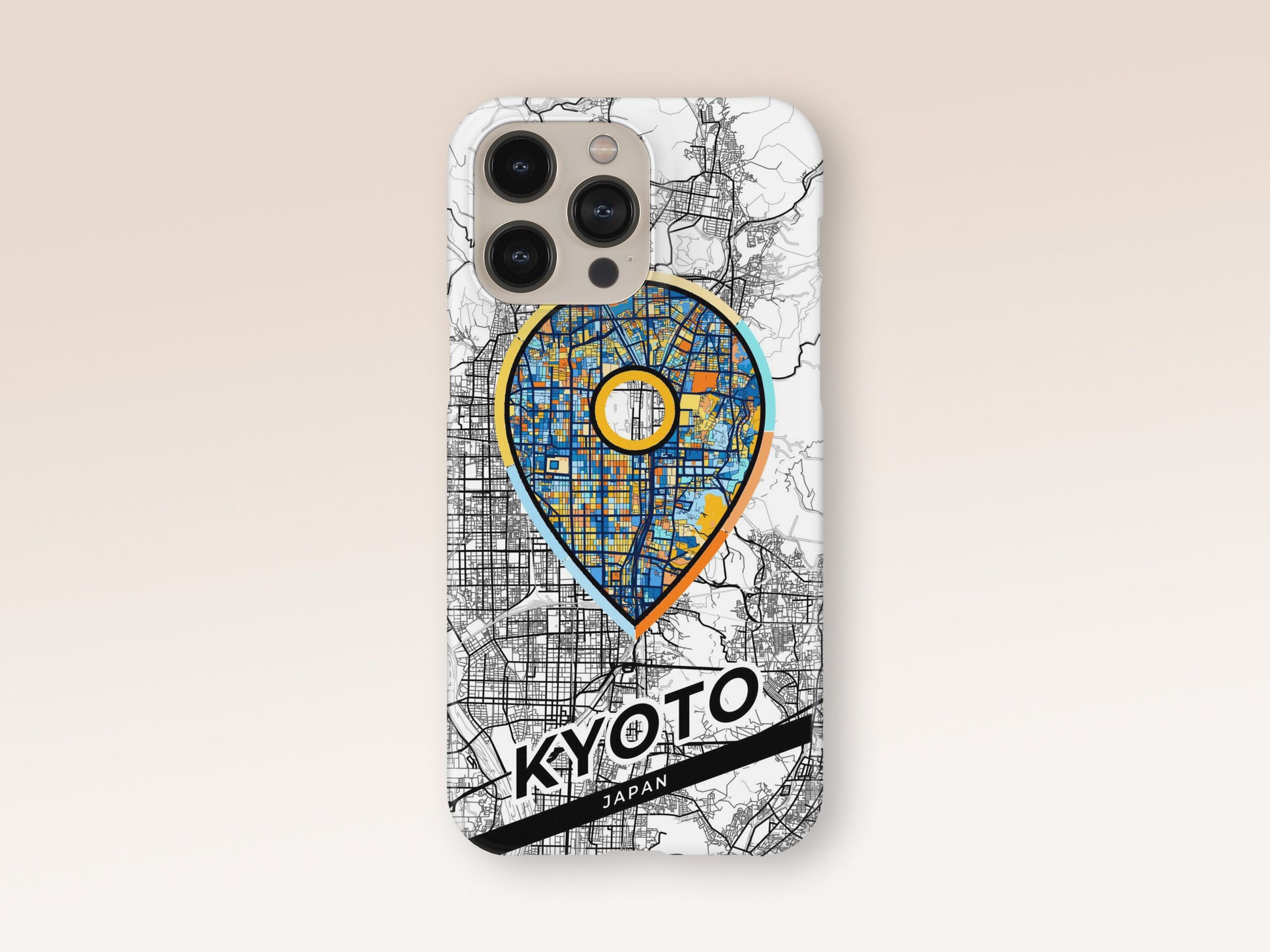 Kyoto Japan slim phone case with colorful icon. Birthday, wedding or housewarming gift. Couple match cases. 1