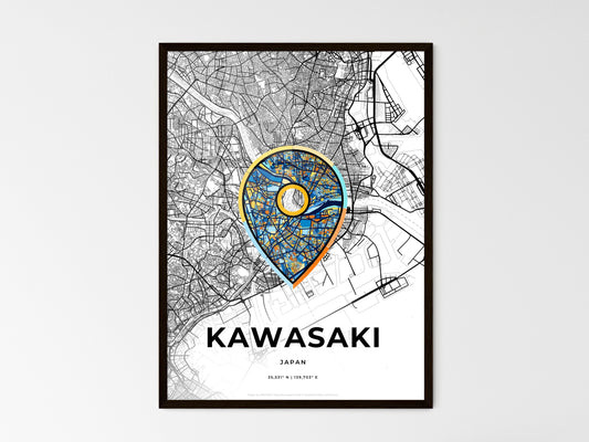 Kawasaki Japan wedding art map with pointer icon