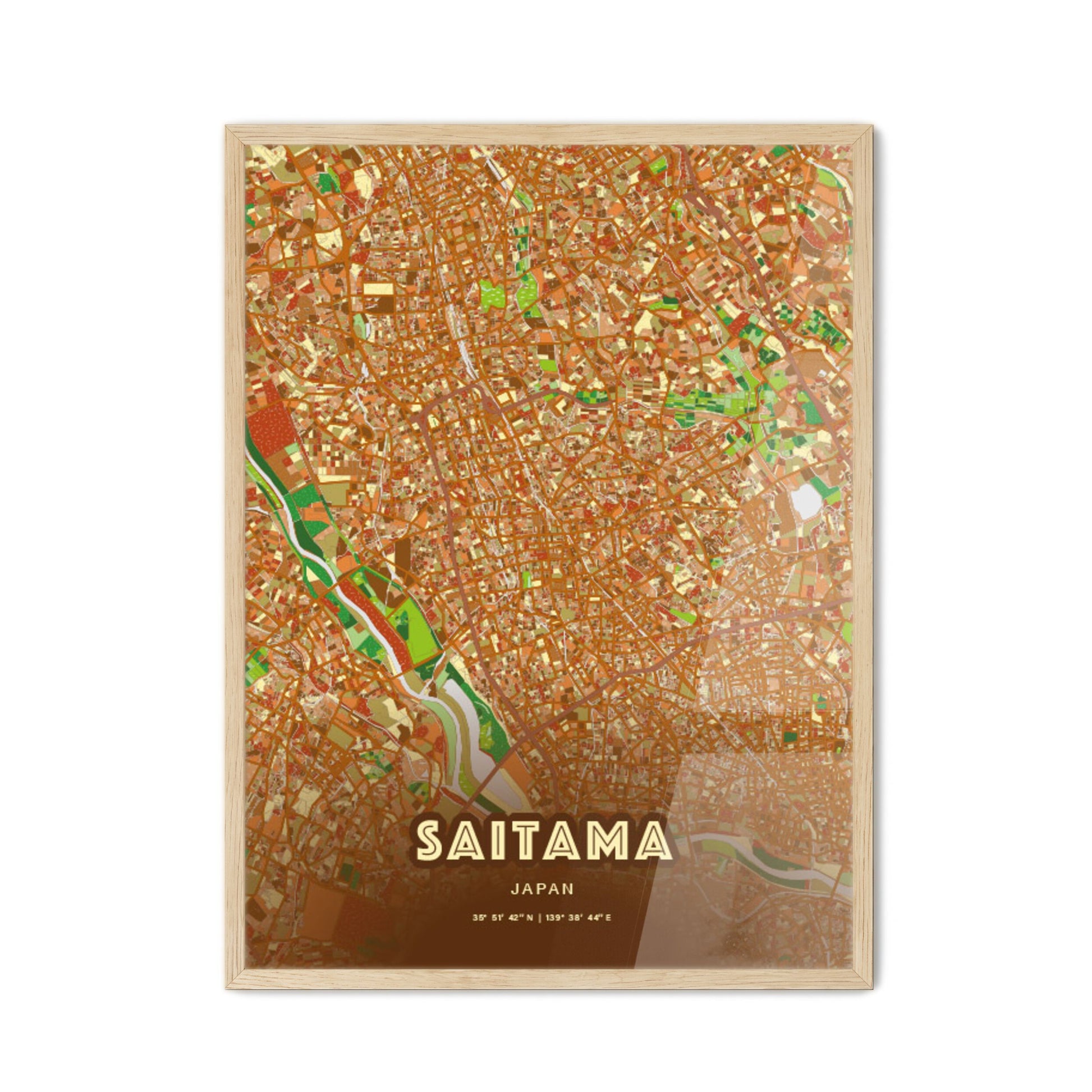 Colorful SAITAMA JAPAN Fine Art Map Farmhouse