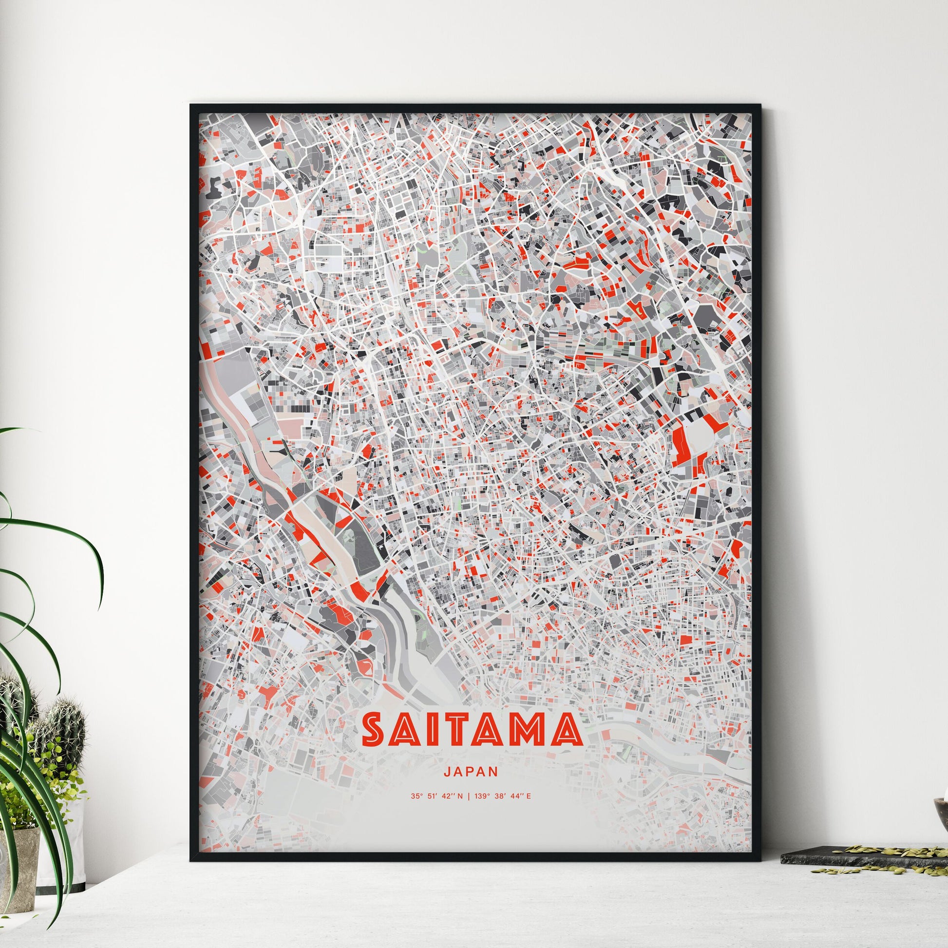 Colorful SAITAMA JAPAN Fine Art Map Modern