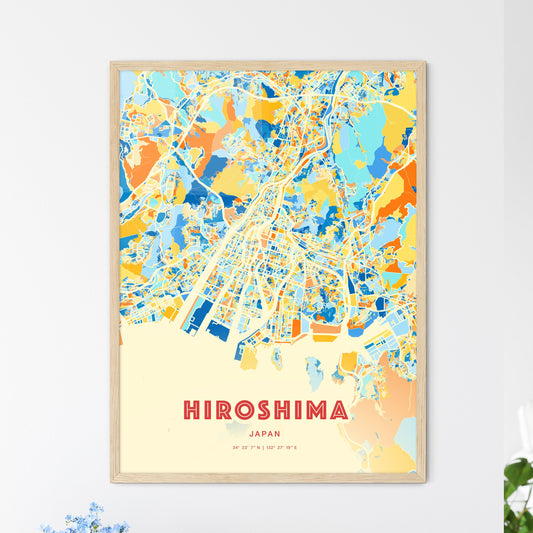 Colorful Hiroshima Japan Fine Art Map Blue Orange