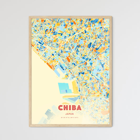 Colorful CHIBA JAPAN Fine Art Map Blue Orange