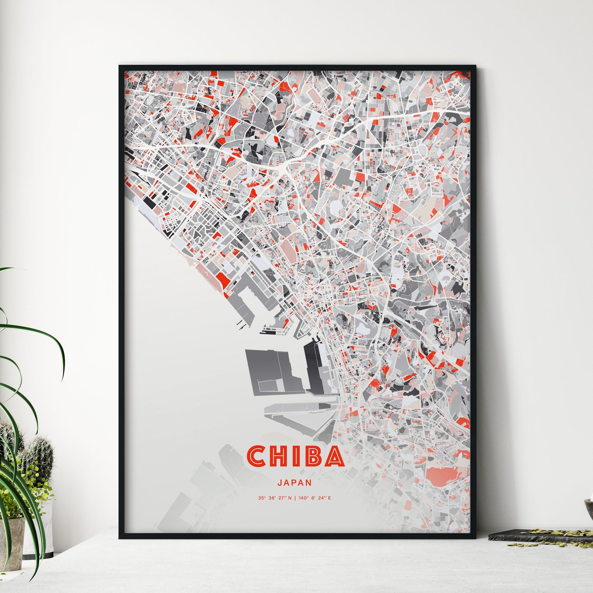 Colorful CHIBA JAPAN Fine Art Map Modern