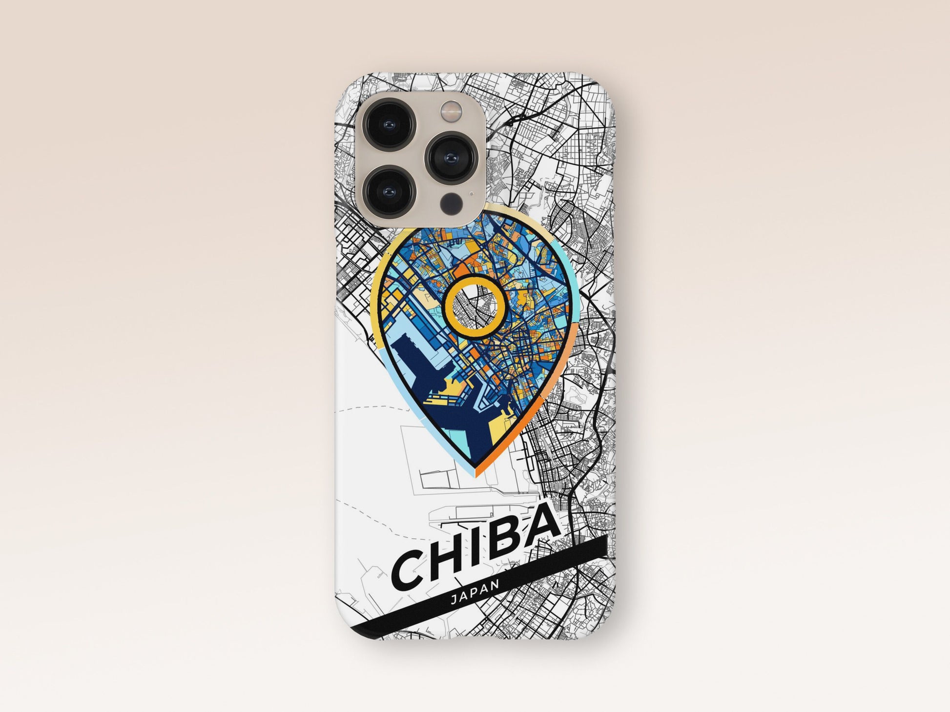 Chiba Japan slim phone case with colorful icon. Birthday, wedding or housewarming gift. Couple match cases. 1
