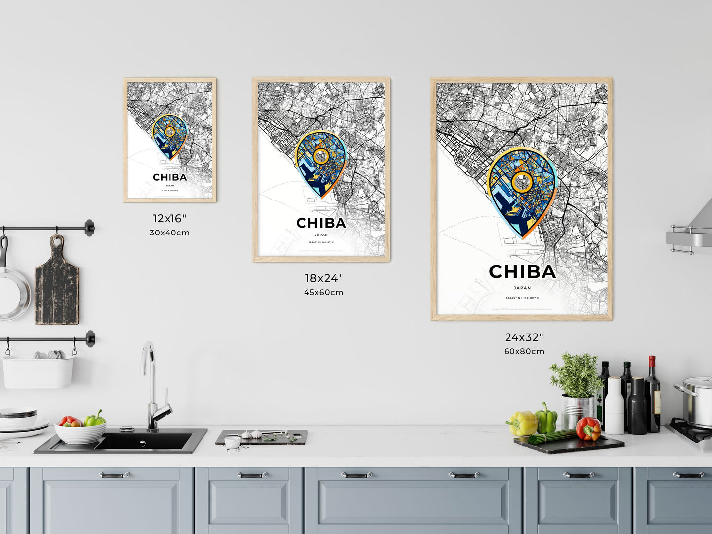 Chiba Japan art map size chart