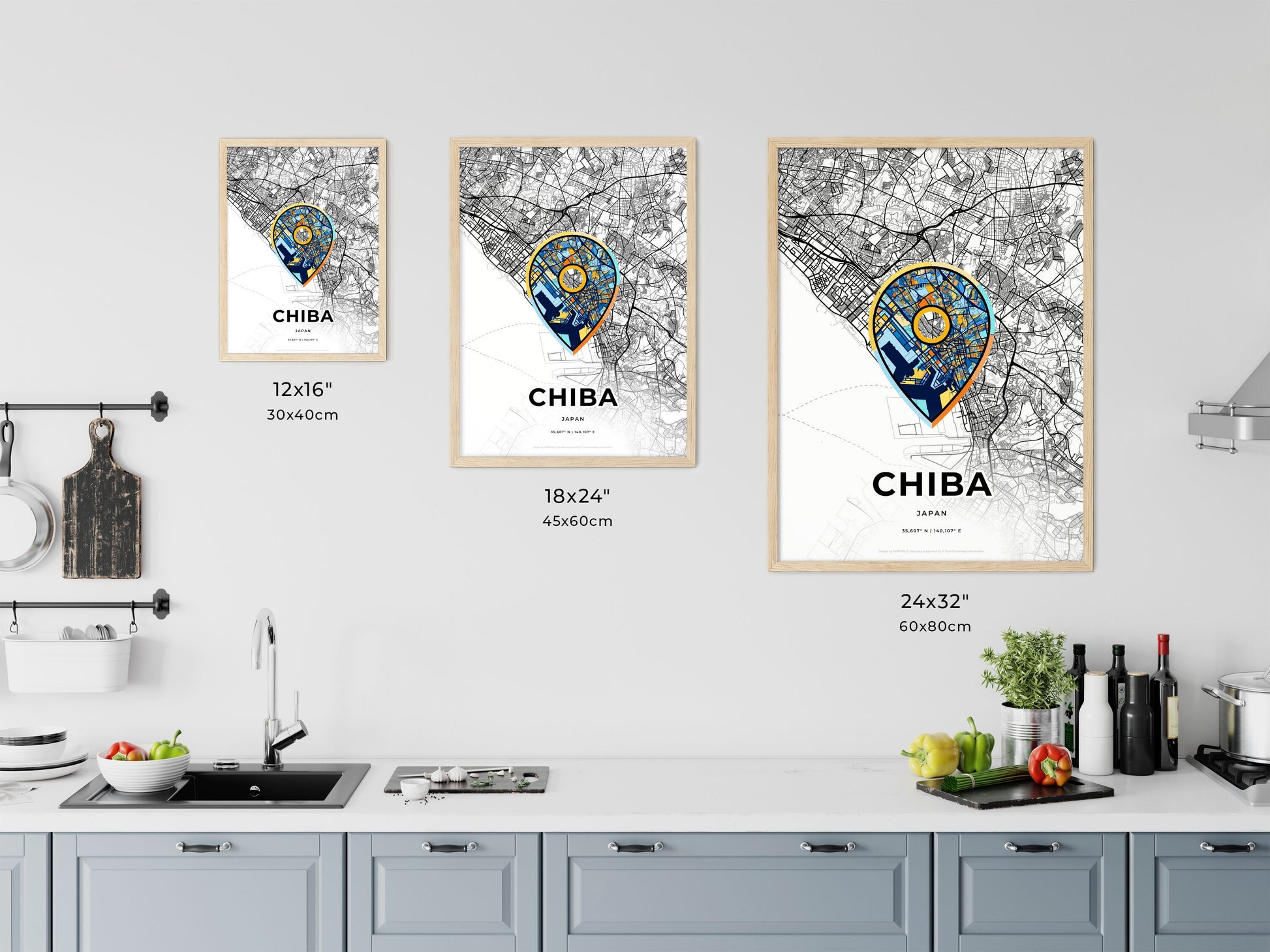 Chiba Japan art map size chart