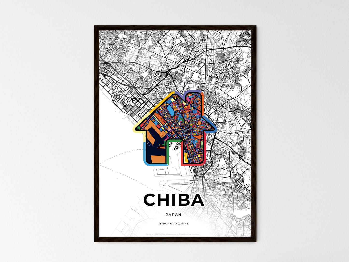 Chiba Japan wedding art map with home icon