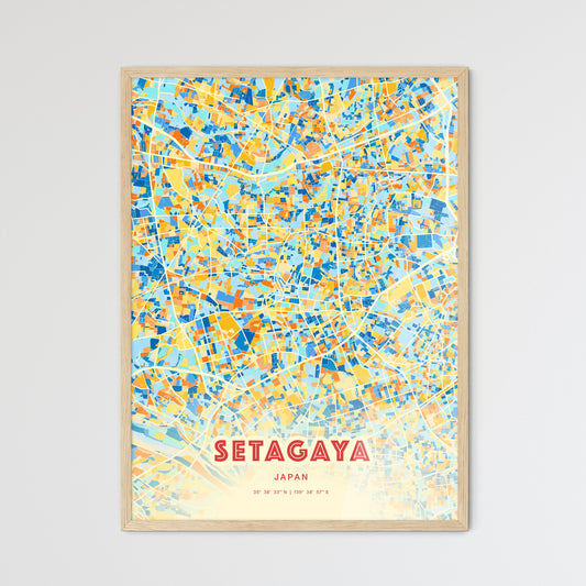 Colorful SETAGAYA JAPAN Fine Art Map Blue Orange