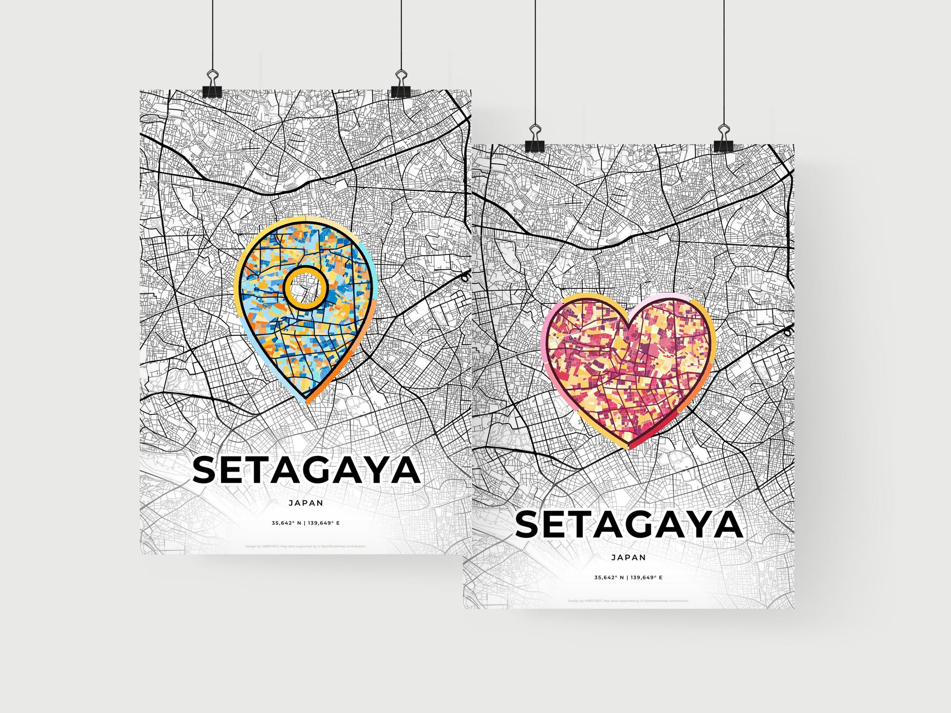 SETAGAYA JAPAN minimal art map with a colorful icon.