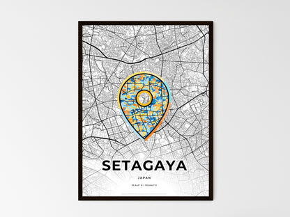 SETAGAYA JAPAN minimal art map with a colorful icon. Style 1