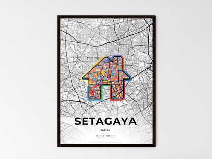 SETAGAYA JAPAN minimal art map with a colorful icon. Style 3