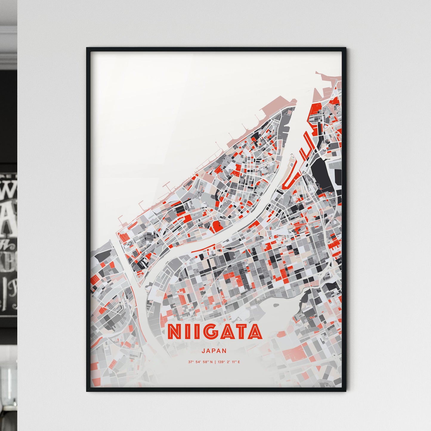 Colorful NIIGATA JAPAN Fine Art Map Modern