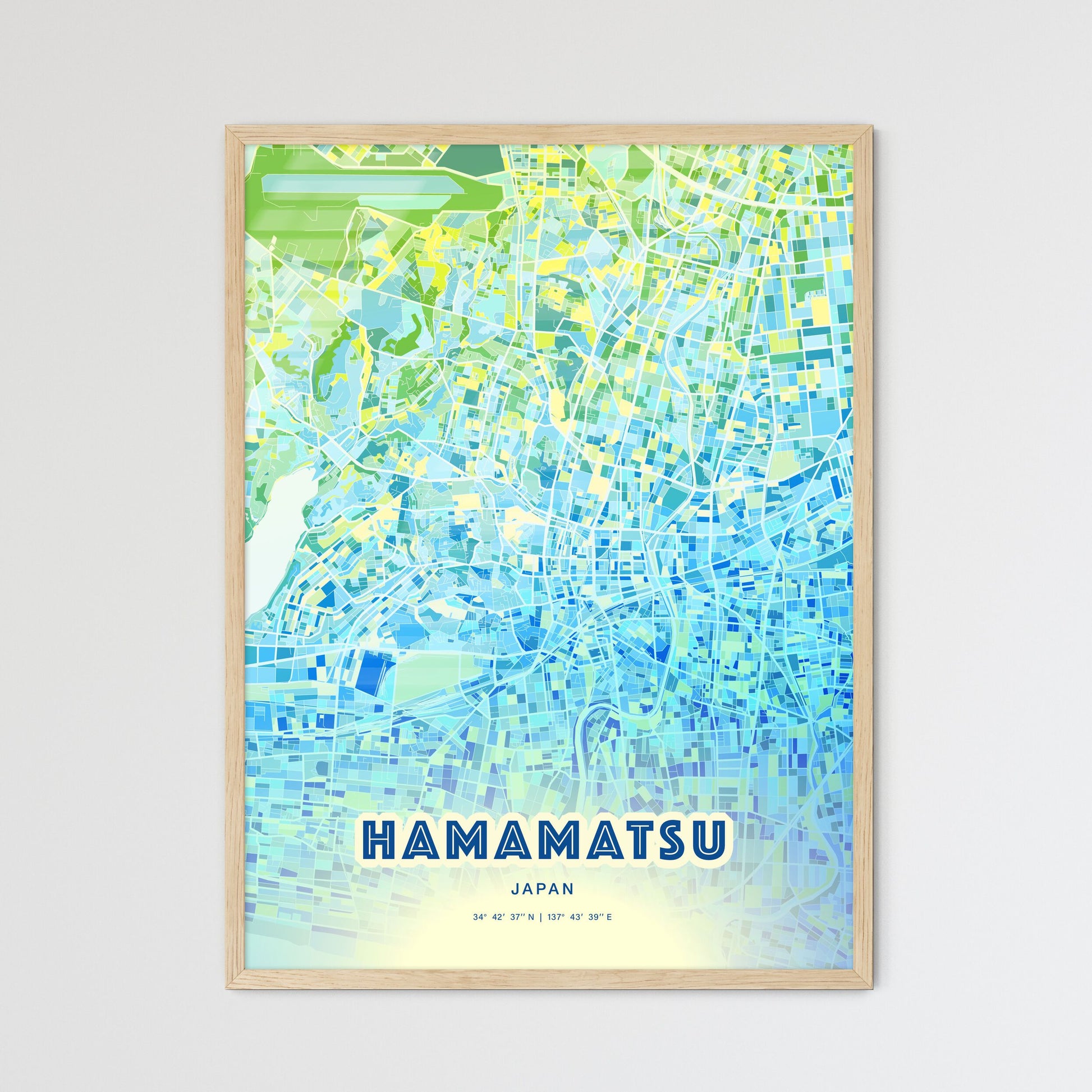 Colorful HAMAMATSU JAPAN Fine Art Map Cool Blue