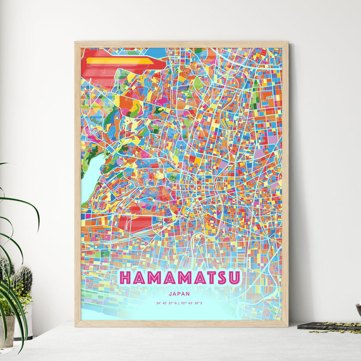 Colorful HAMAMATSU JAPAN Fine Art Map Crazy Colors