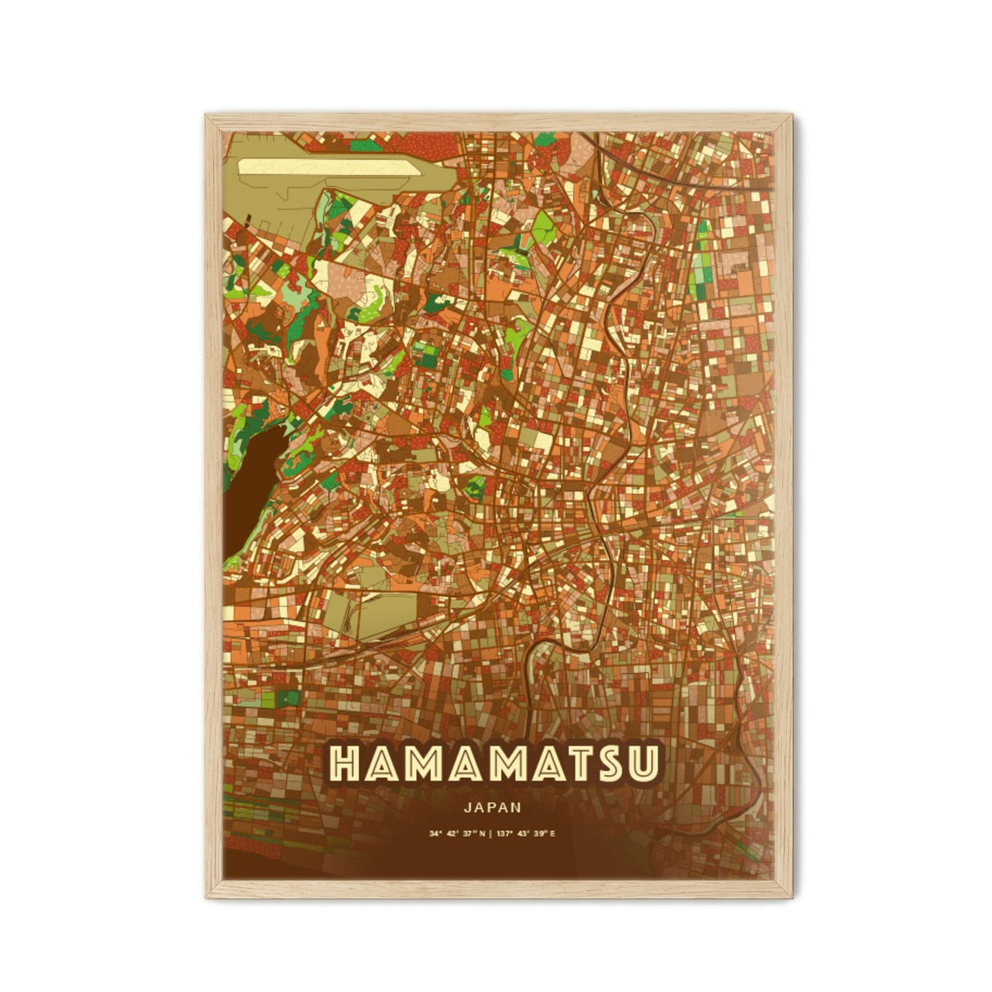 Colorful HAMAMATSU JAPAN Fine Art Map Farmhouse