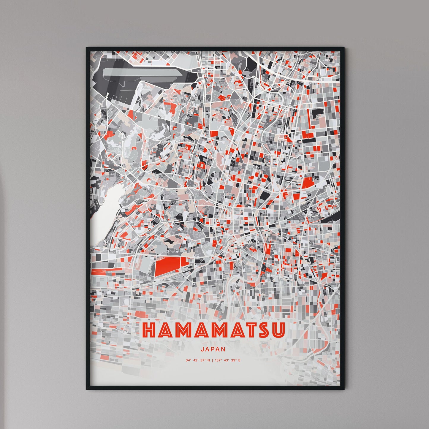 Colorful HAMAMATSU JAPAN Fine Art Map Modern