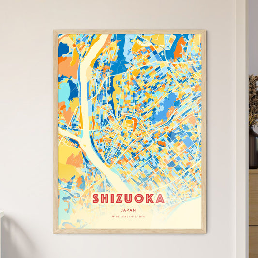 Colorful Shizuoka Japan Fine Art Map Blue Orange