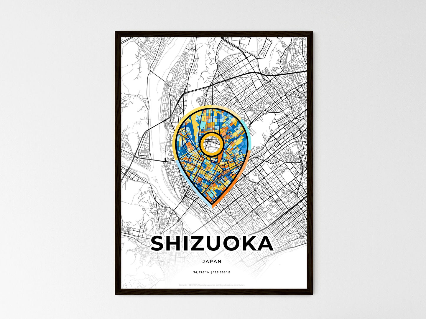 SHIZUOKA JAPAN minimal art map with a colorful icon. Style 1