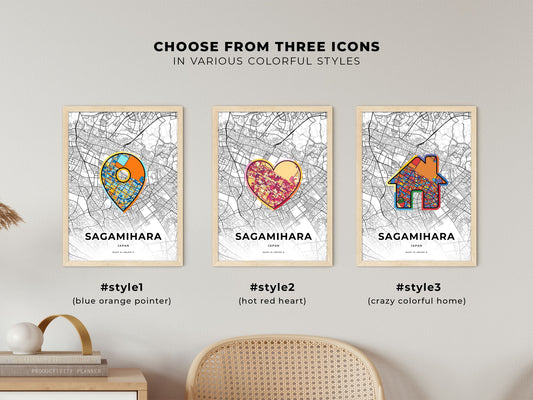Sagamihara Japan maps with colorful icons