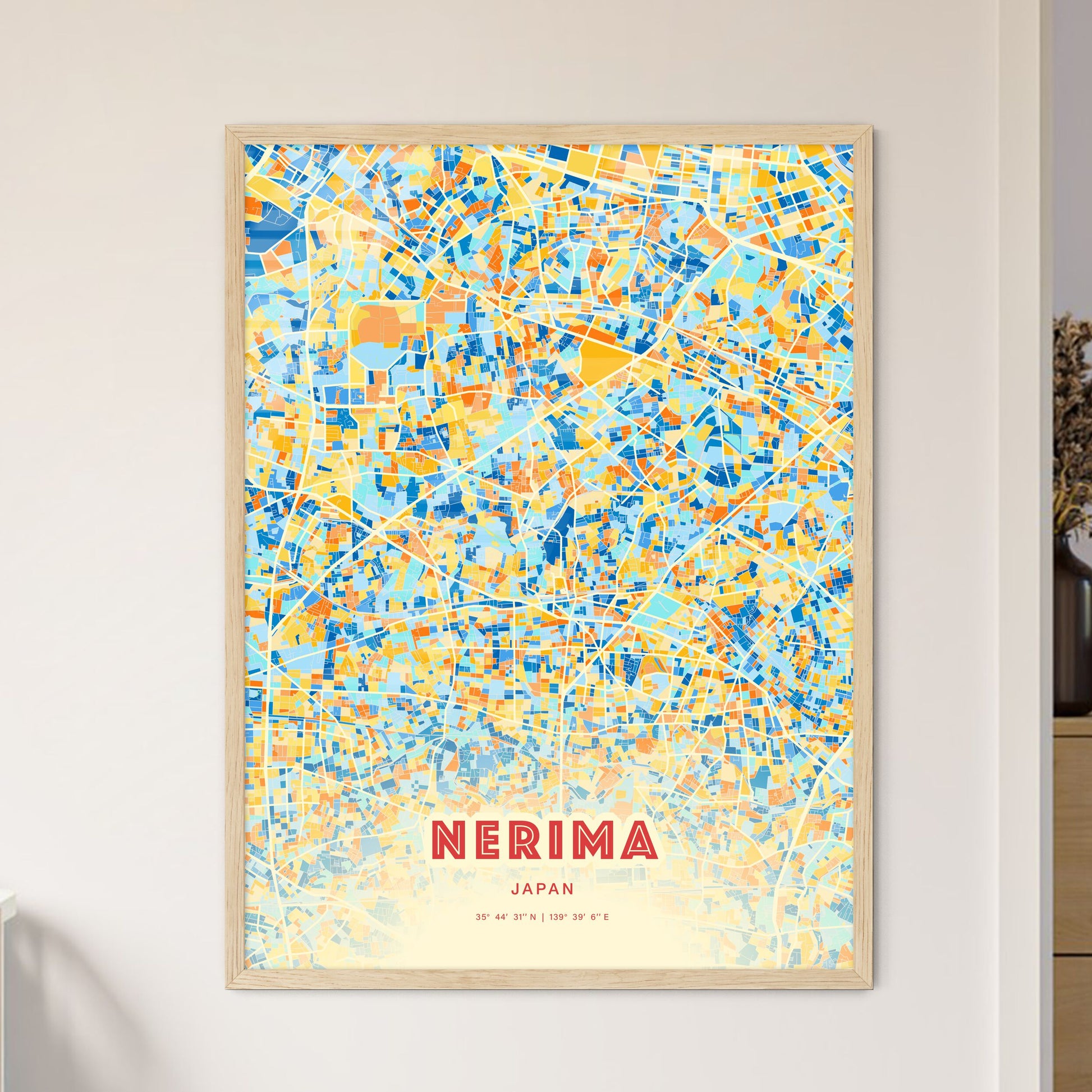 Colorful NERIMA JAPAN Fine Art Map Blue Orange