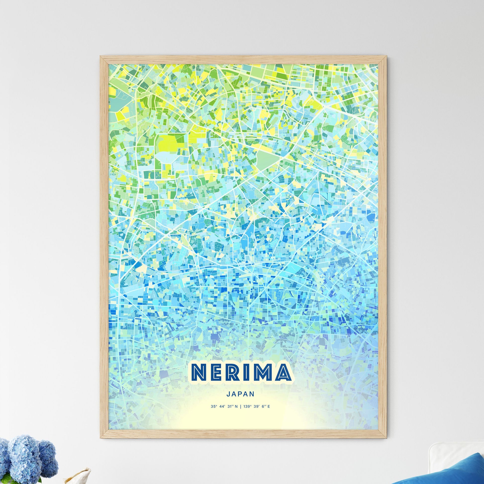 Colorful NERIMA JAPAN Fine Art Map Cool Blue