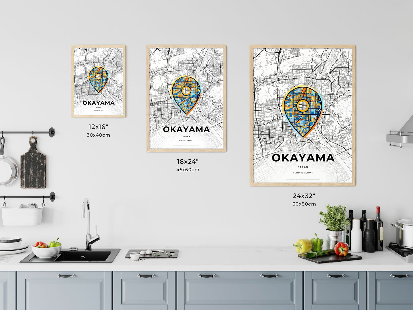 Okayama Japan art map size chart