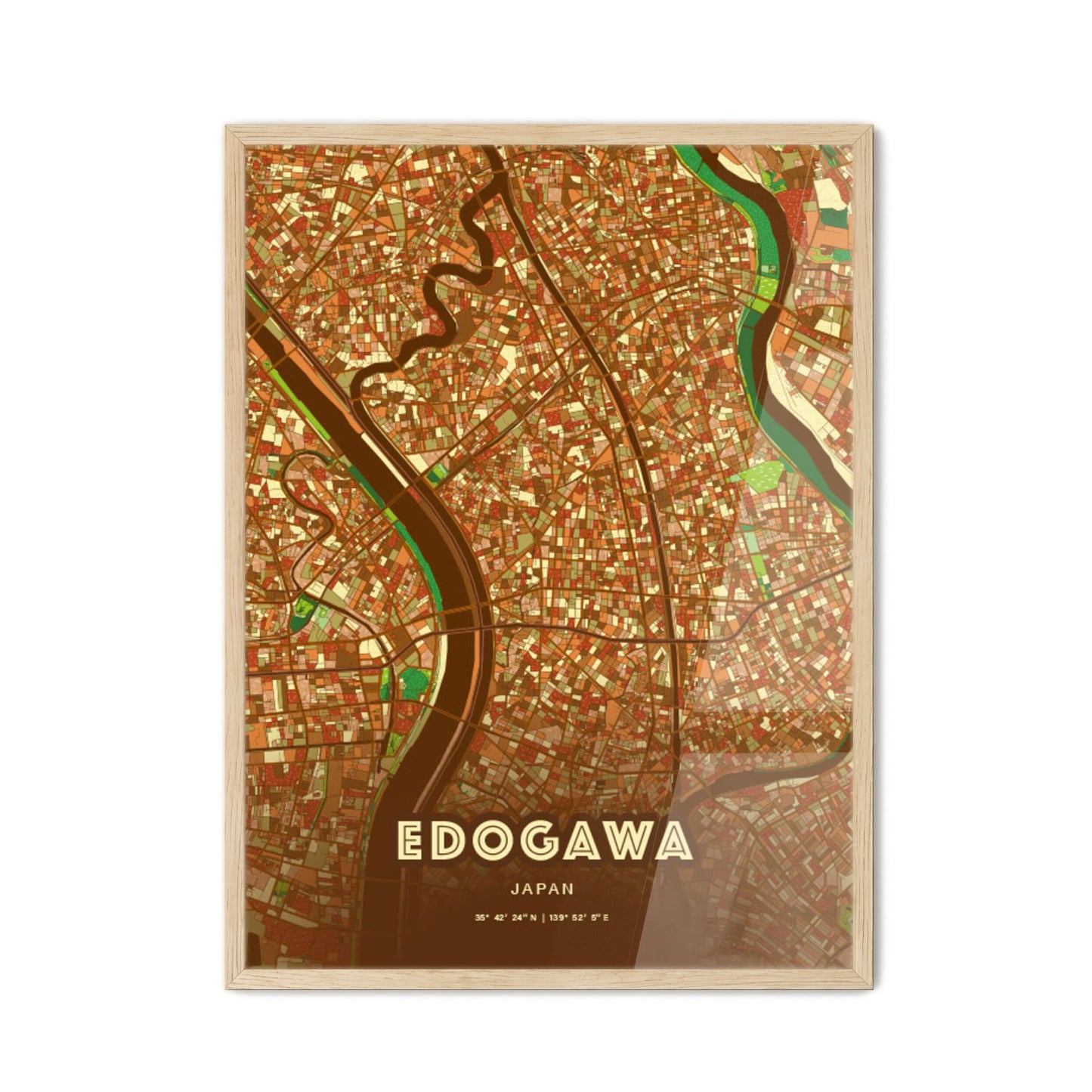 Colorful EDOGAWA JAPAN Fine Art Map Farmhouse