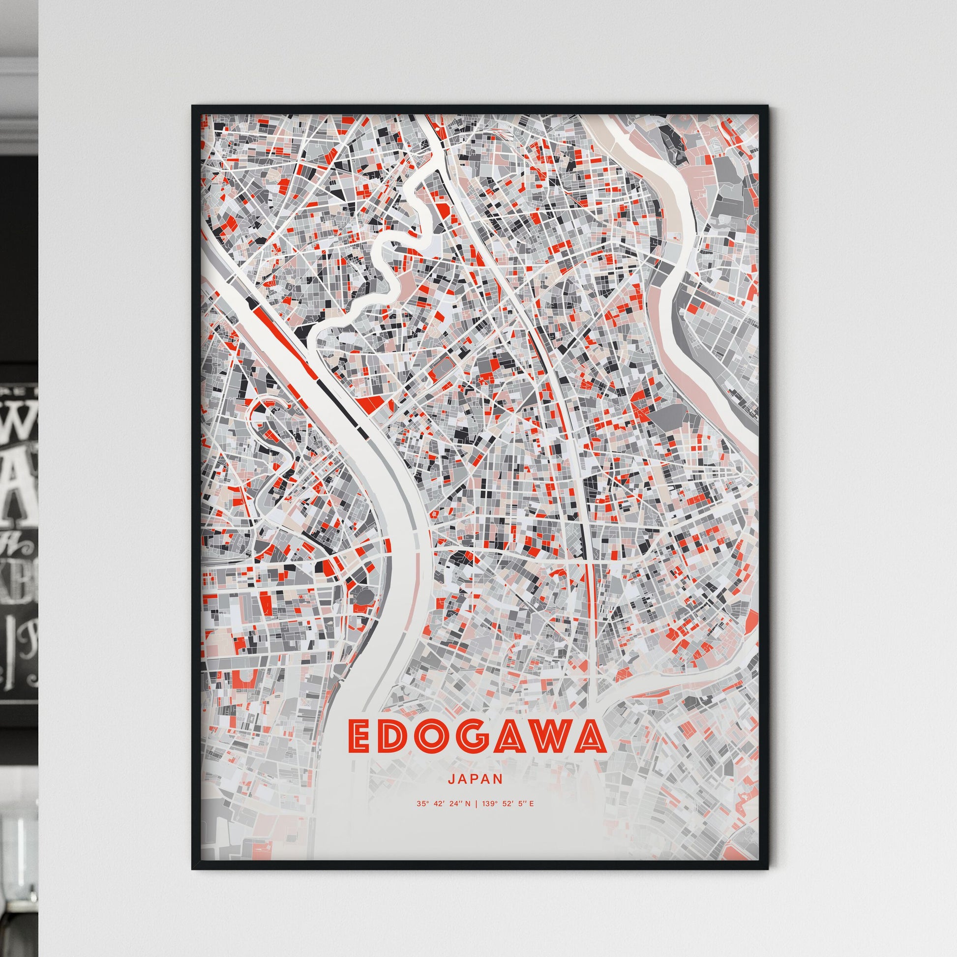 Colorful EDOGAWA JAPAN Fine Art Map Modern