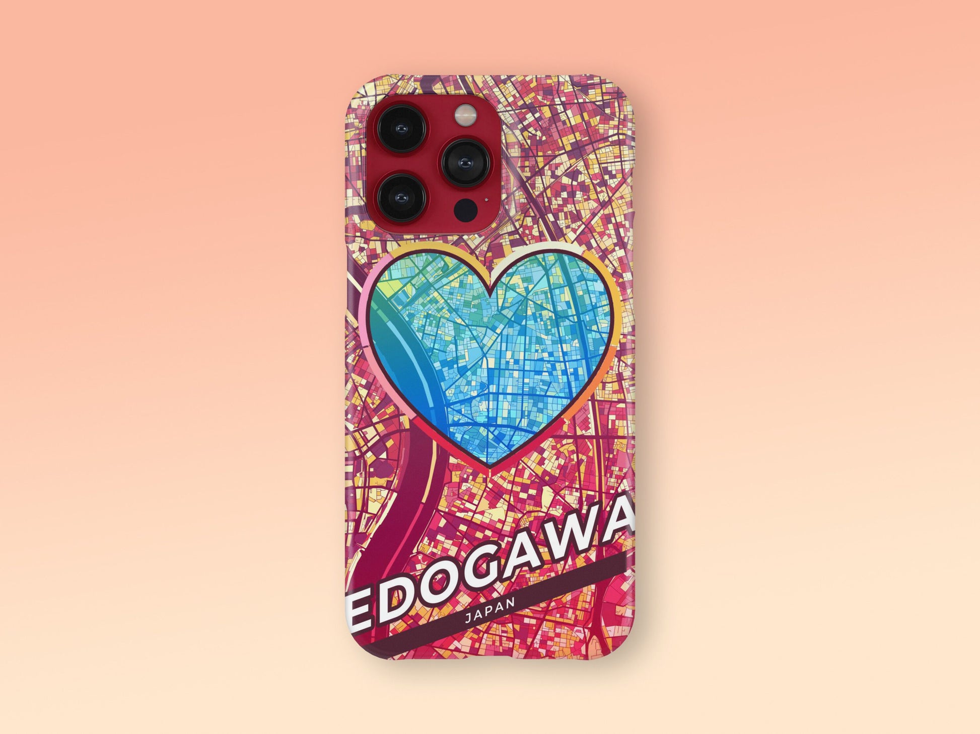 Edogawa Japan slim phone case with colorful icon. Birthday, wedding or housewarming gift. Couple match cases. 2