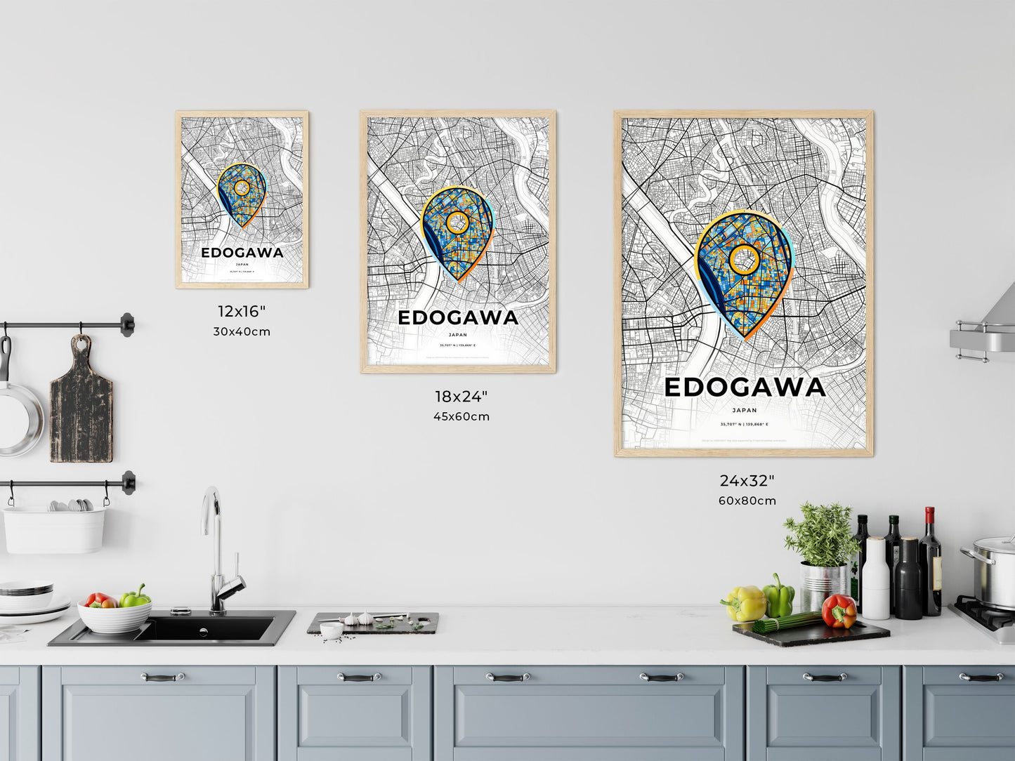 Edogawa Japan art map size chart