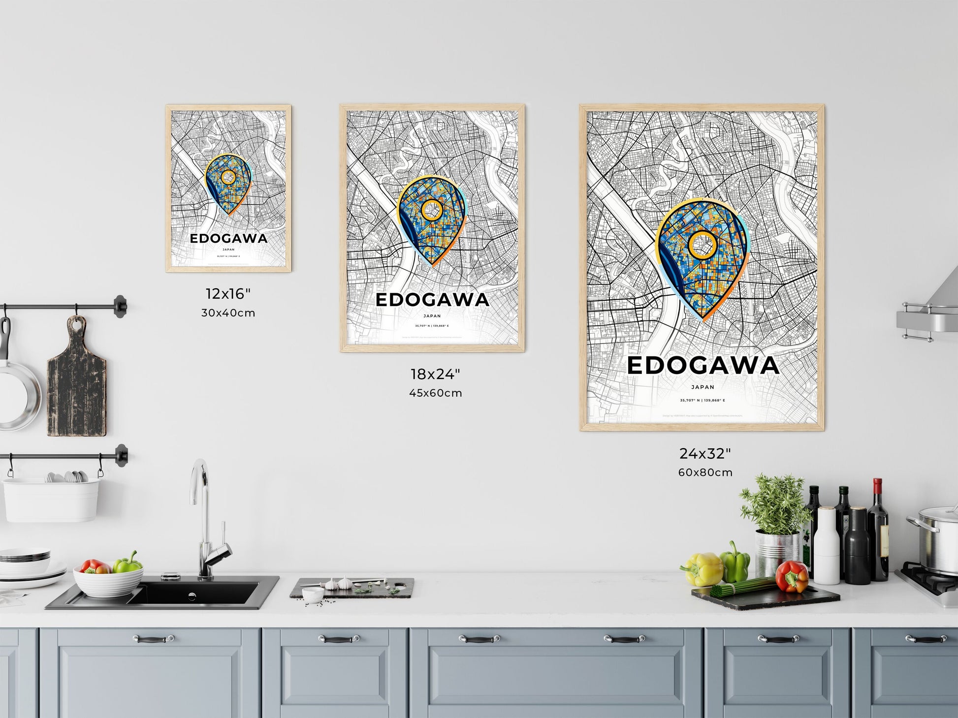 Edogawa Japan art map size chart