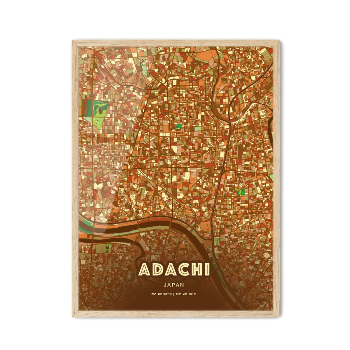 Colorful ADACHI JAPAN Fine Art Map Farmhouse