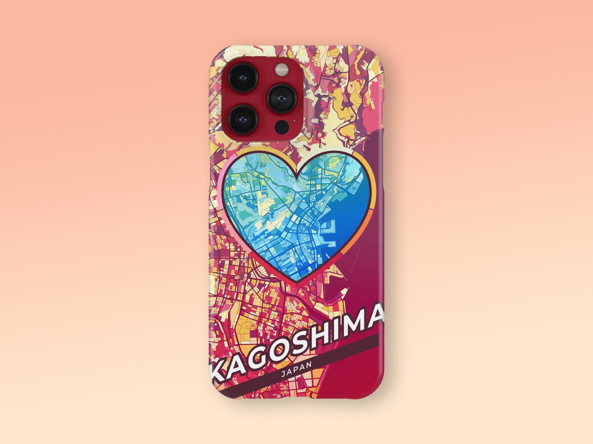 Kagoshima Japan slim phone case with colorful icon. Birthday, wedding or housewarming gift. Couple match cases. 2