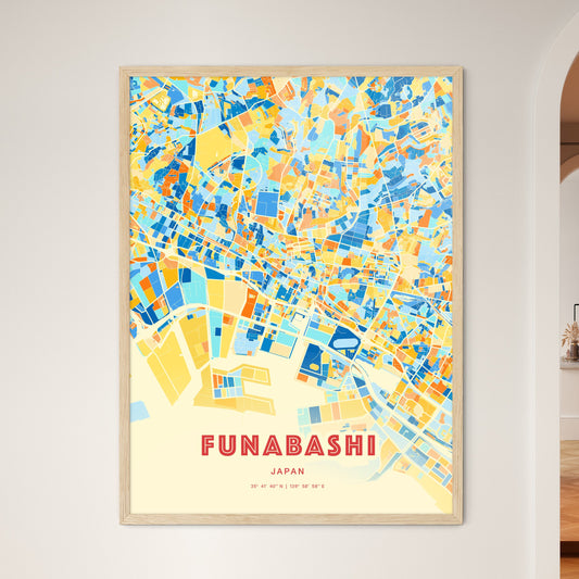 Colorful FUNABASHI JAPAN Fine Art Map Blue Orange