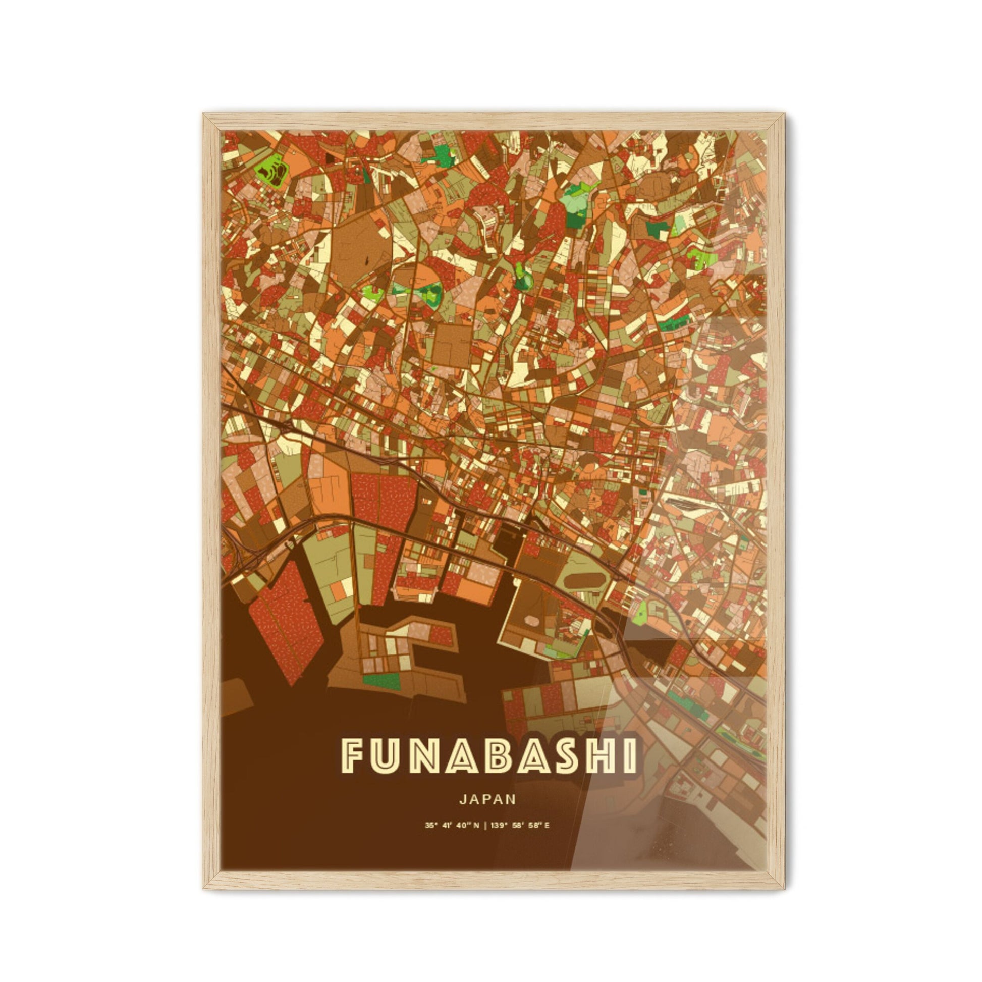 Colorful FUNABASHI JAPAN Fine Art Map Farmhouse