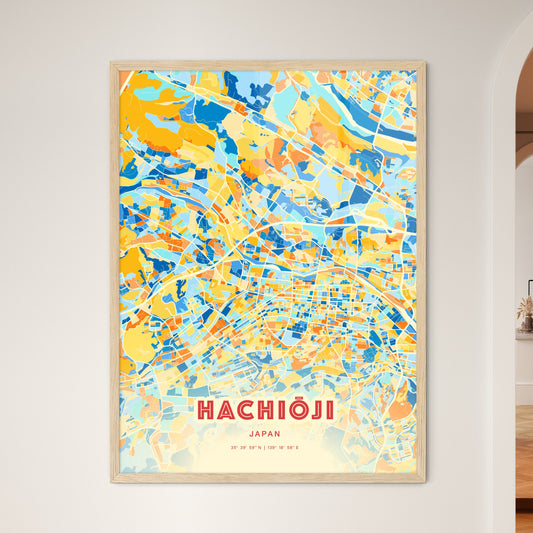 Colorful HACHIŌJI JAPAN Fine Art Map Blue Orange