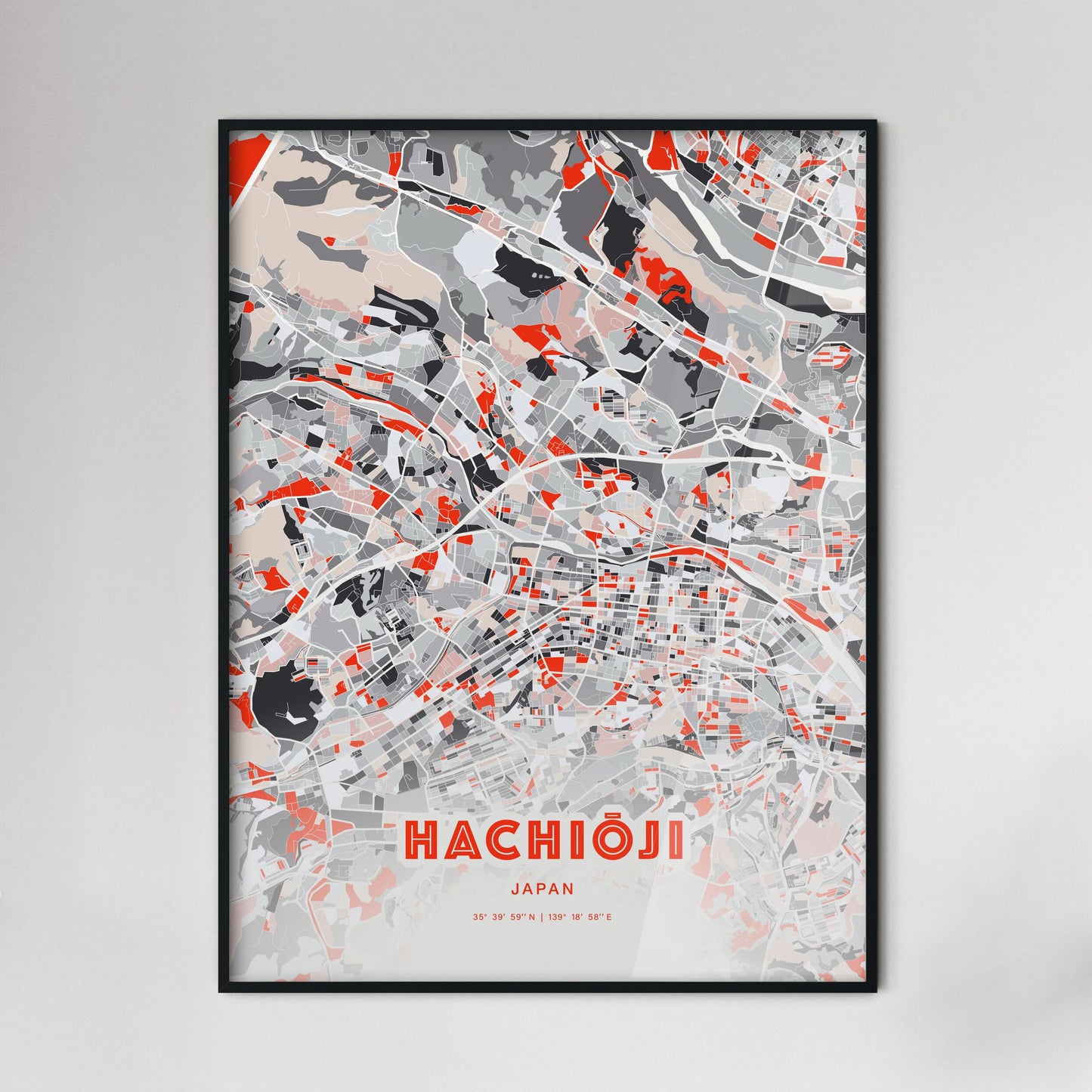 Colorful HACHIŌJI JAPAN Fine Art Map Modern