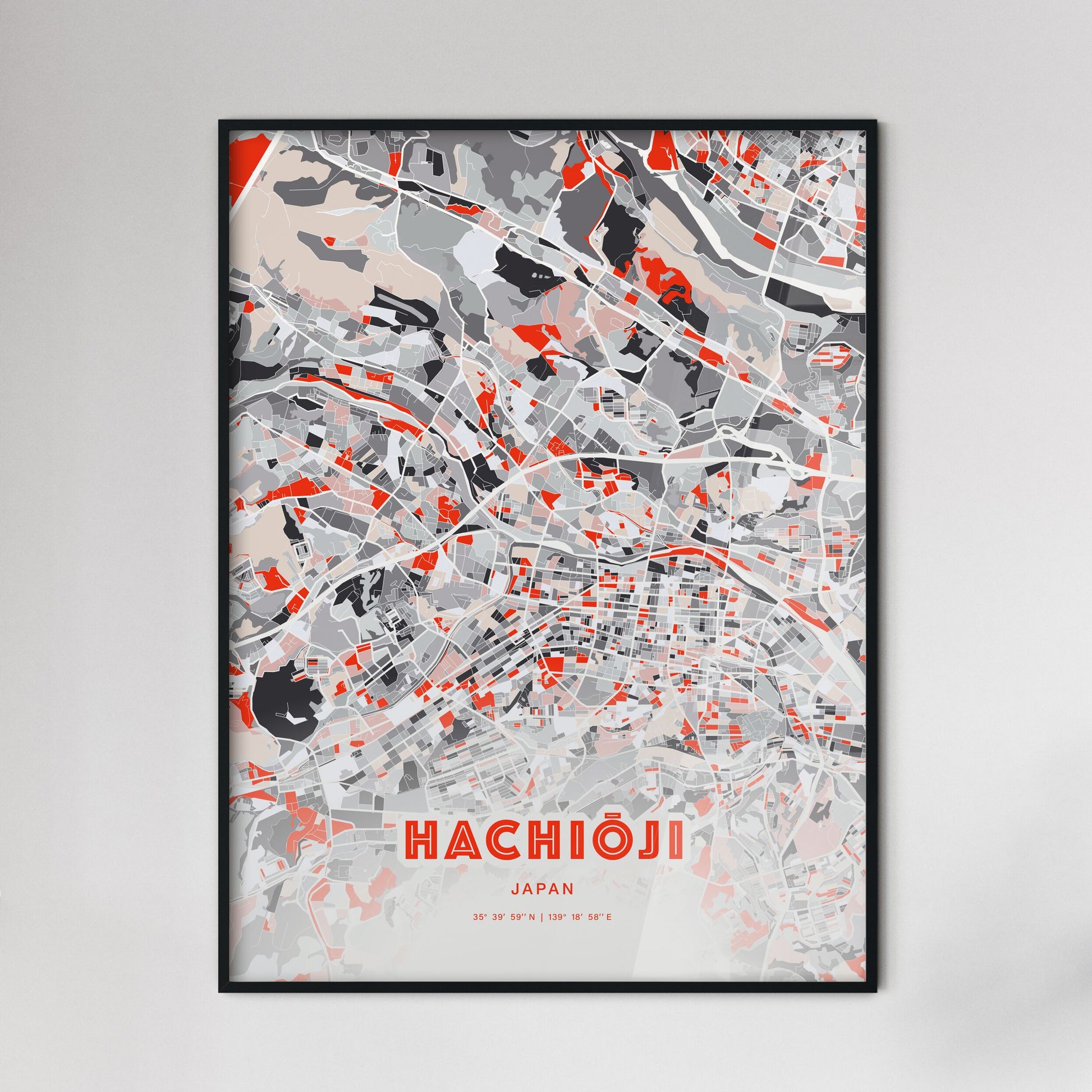 Colorful HACHIŌJI JAPAN Fine Art Map Modern