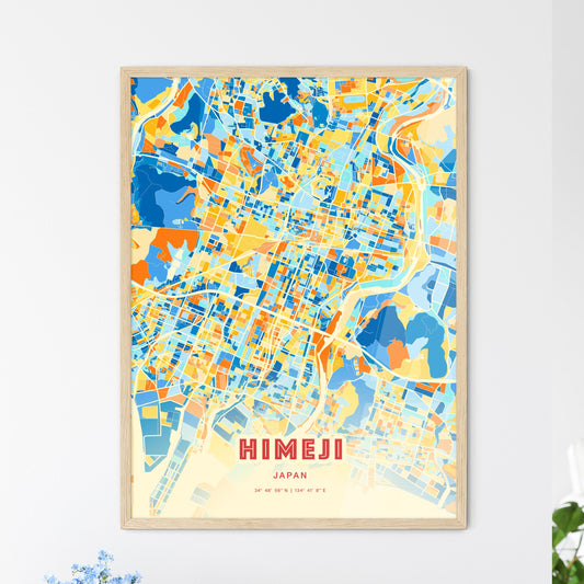 Colorful HIMEJI JAPAN Fine Art Map Blue Orange