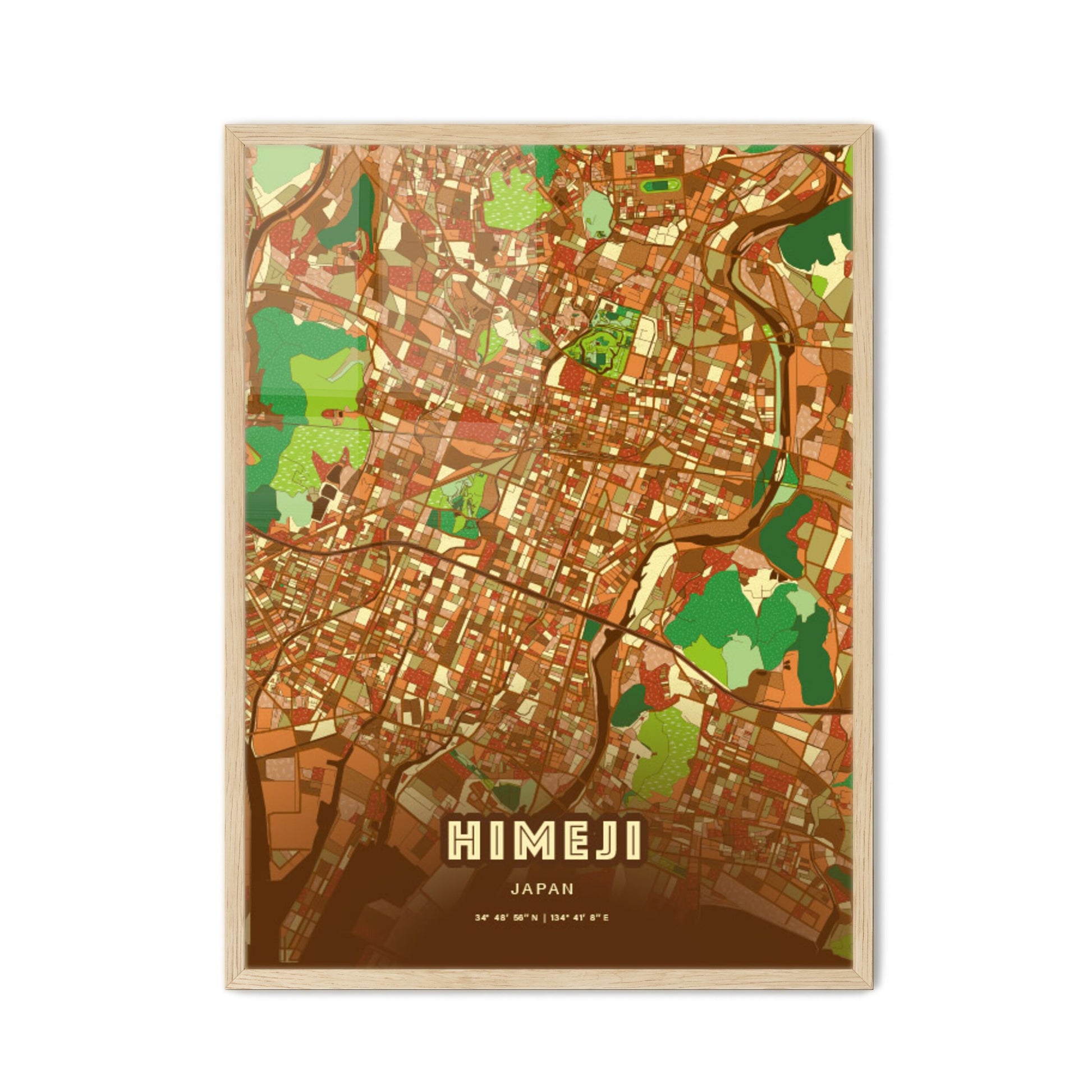 Colorful HIMEJI JAPAN Fine Art Map Farmhouse