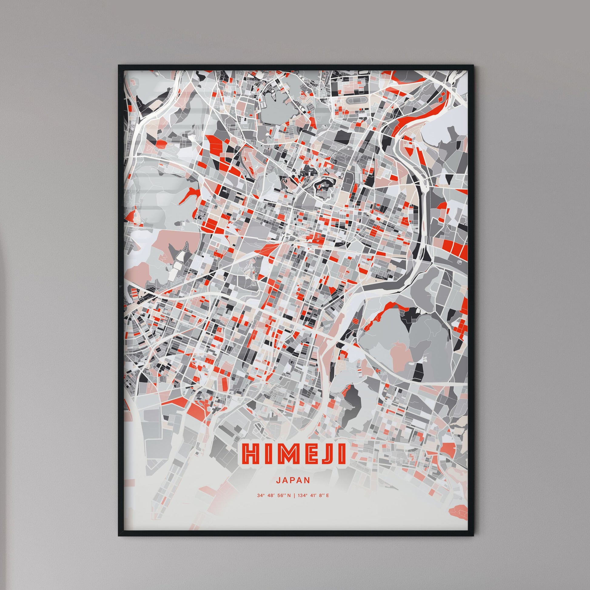 Colorful HIMEJI JAPAN Fine Art Map Modern