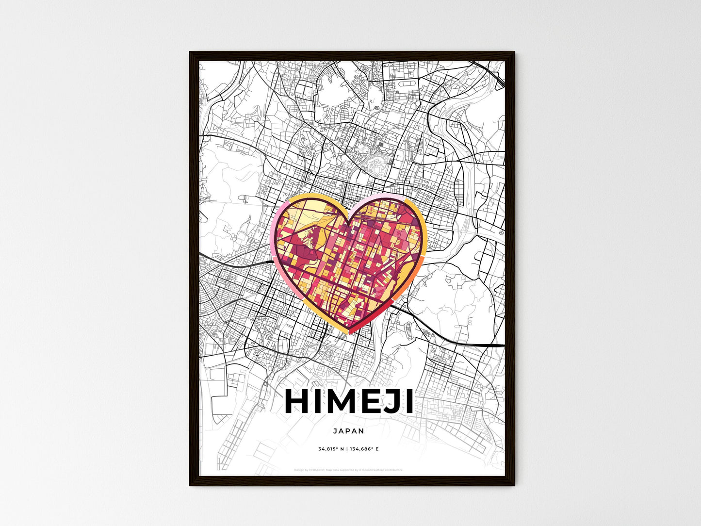 Himeji Japan wedding art map with heart icon