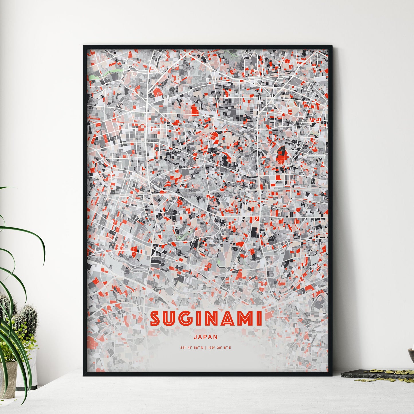 Colorful SUGINAMI JAPAN Fine Art Map Modern