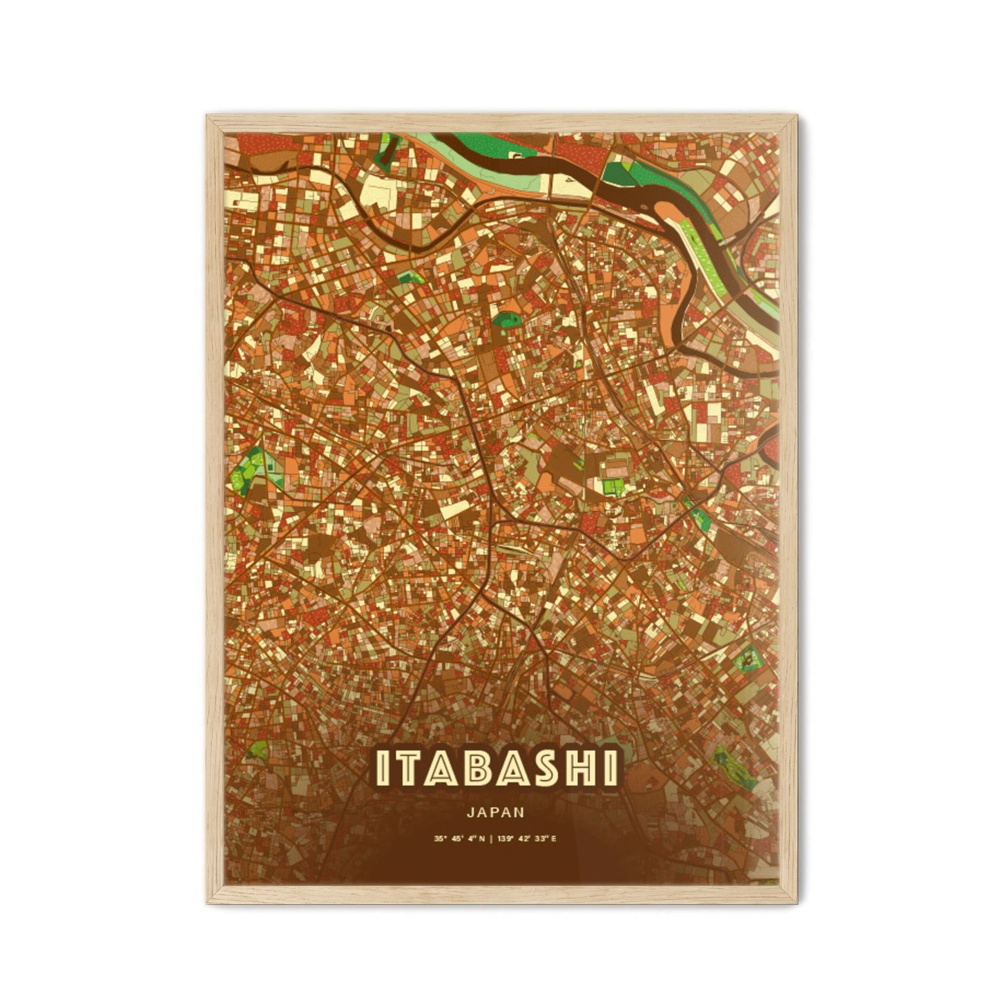 Colorful ITABASHI JAPAN Fine Art Map Farmhouse