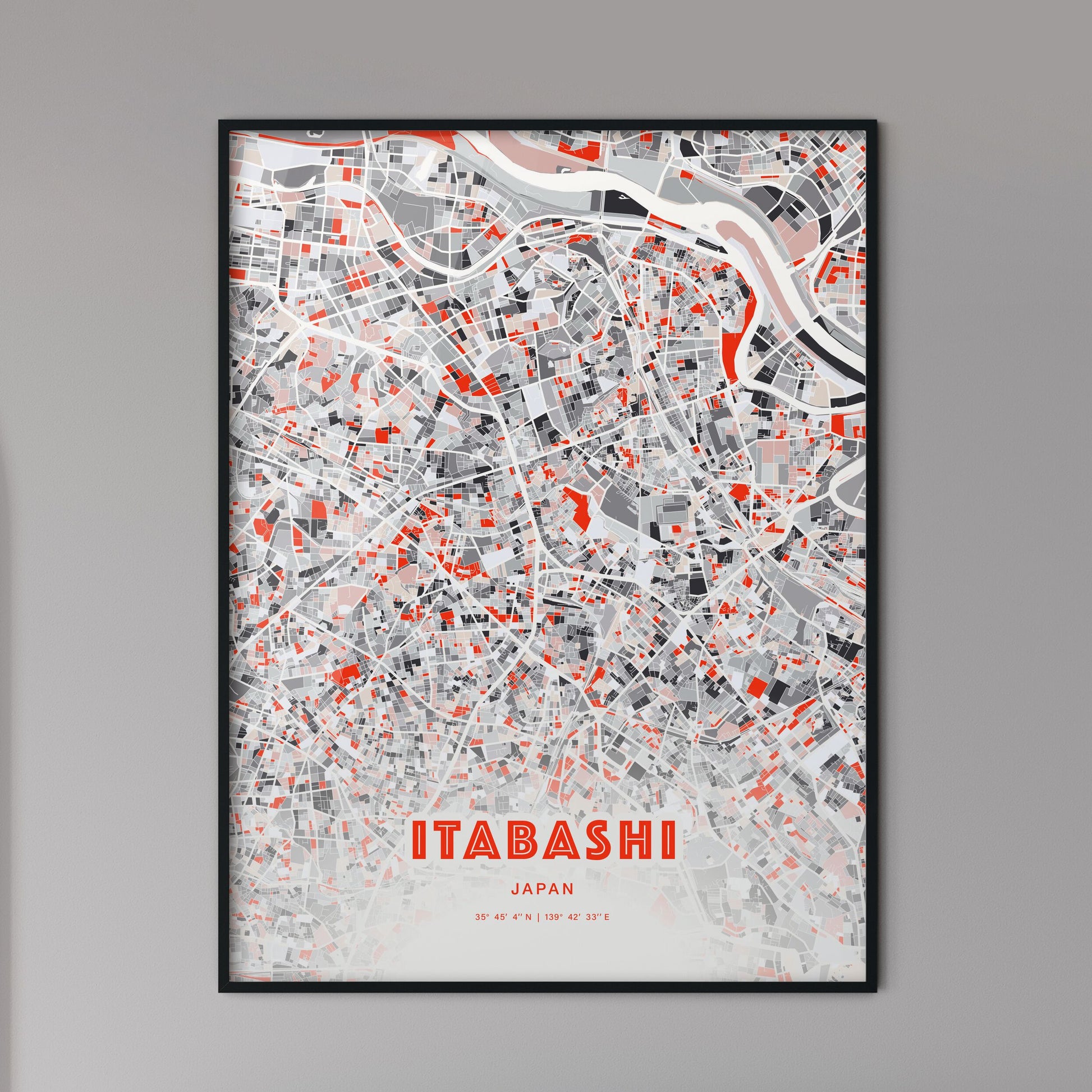 Colorful ITABASHI JAPAN Fine Art Map Modern